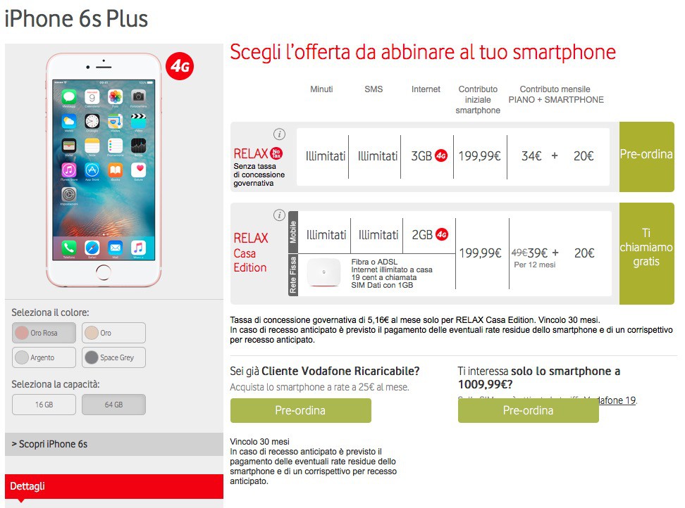 Vodafone Italia, ecco le offerte per avere i nuovi iPhone 6s ed iPhone ...