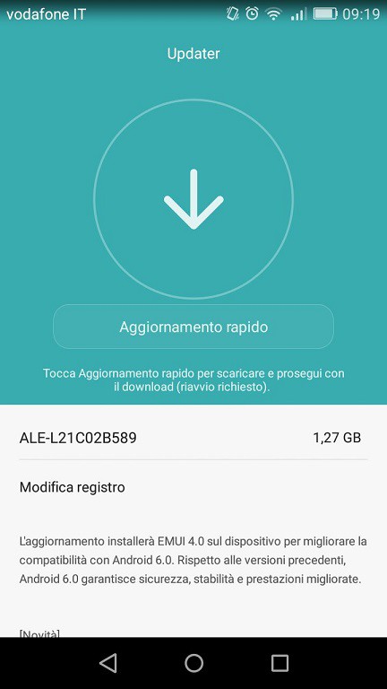 dove scaricare aggiornamento android