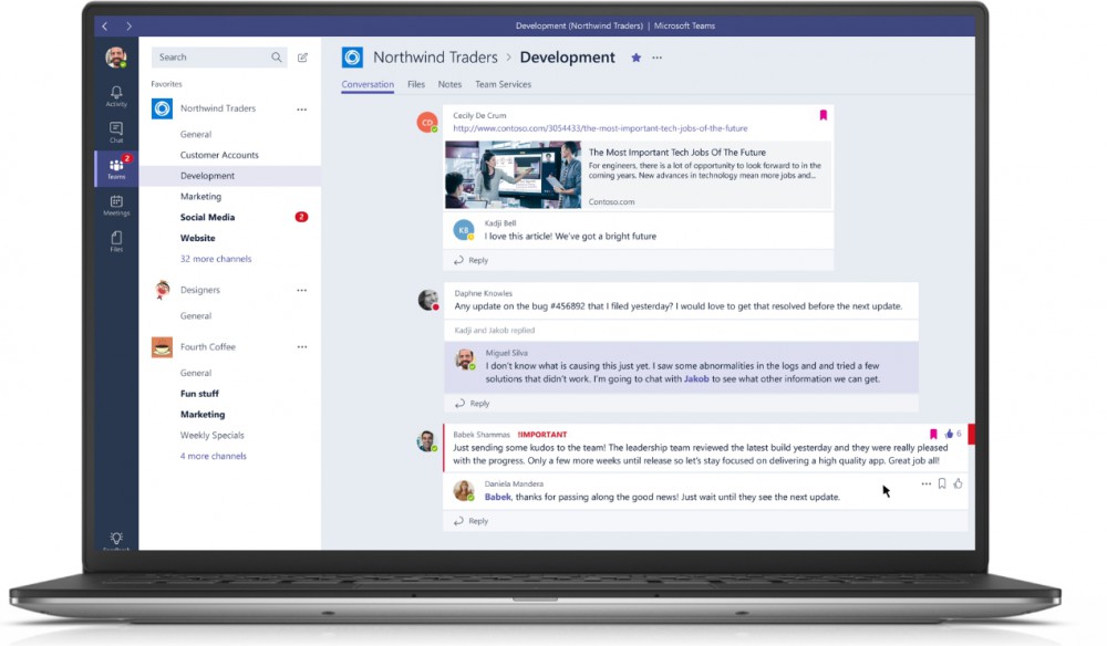 La sfida a Slack è ufficialmente lanciata — Microsoft Teams